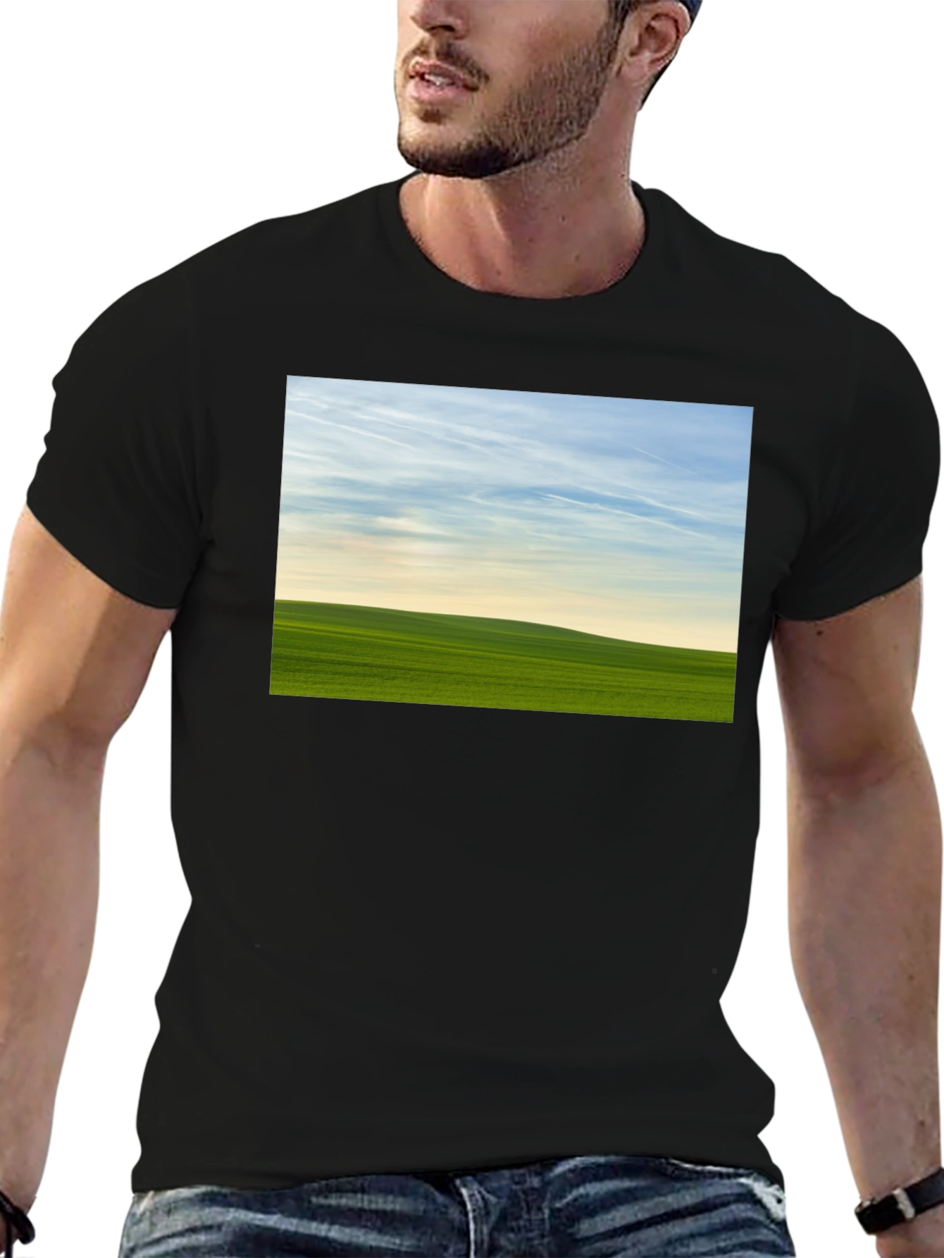 Green Field Horizon Graphic Tee