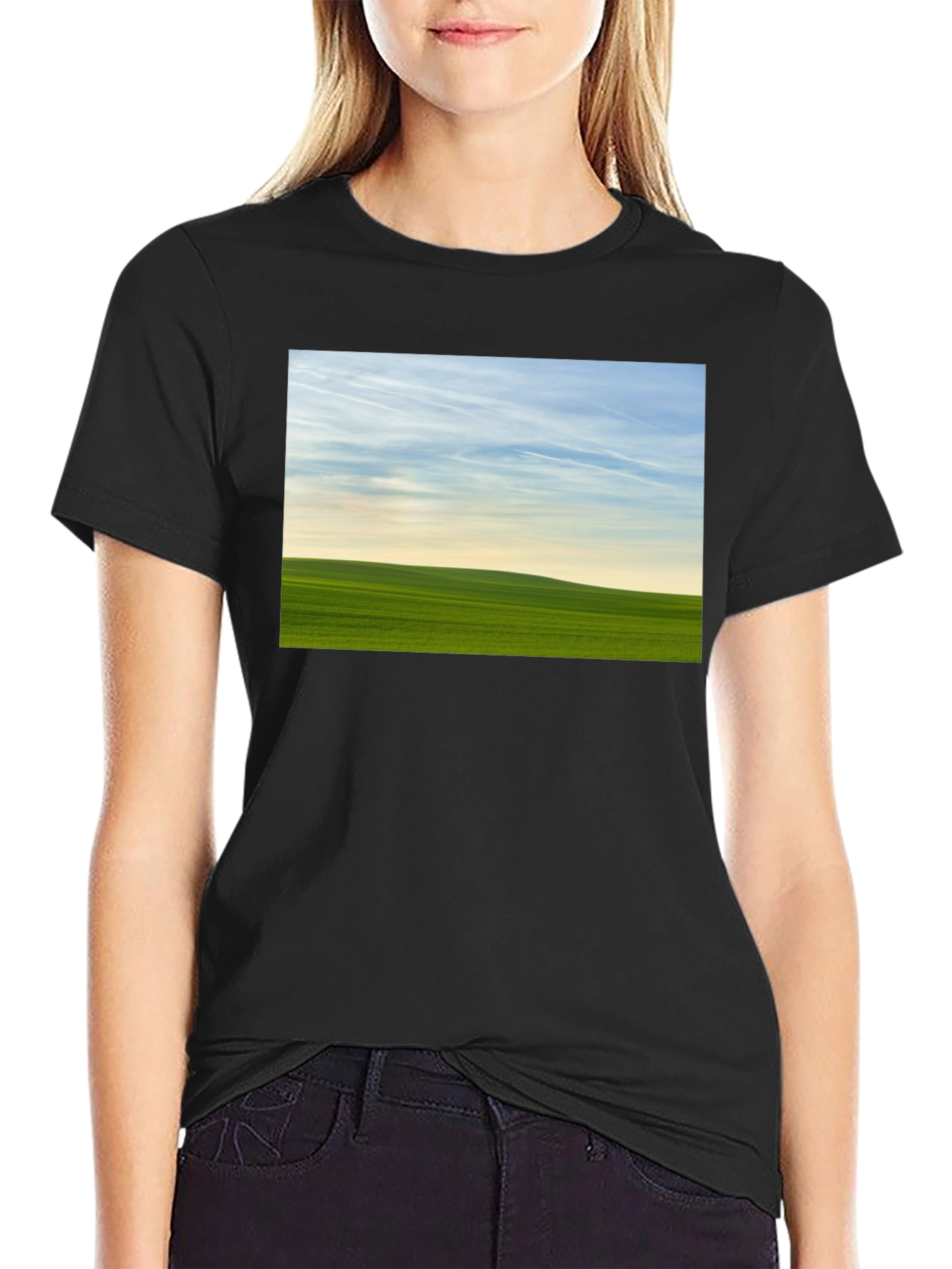 Green Field Horizon Graphic Tee