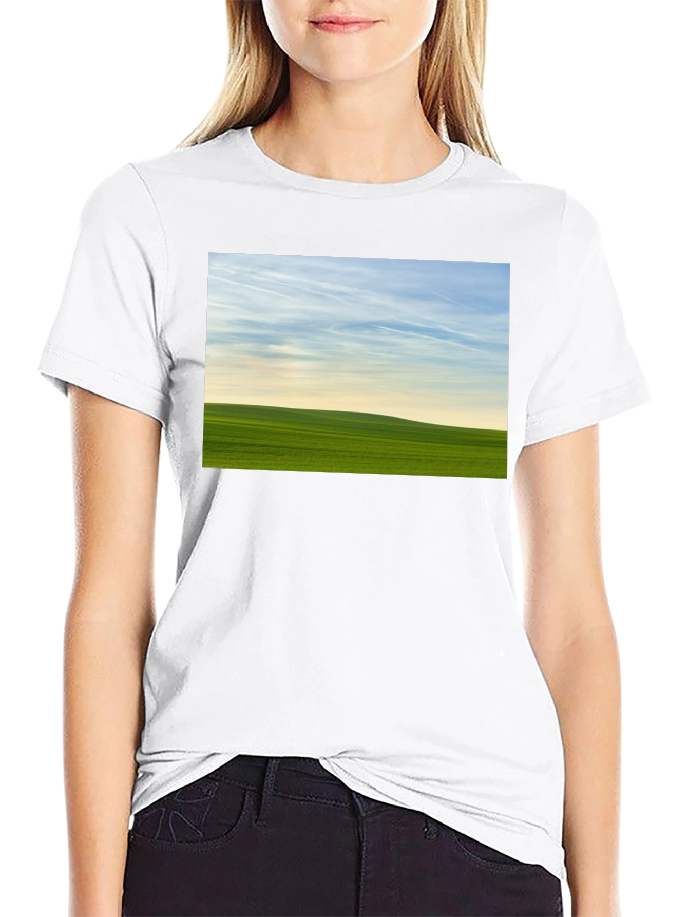 Green Field Horizon Graphic Tee