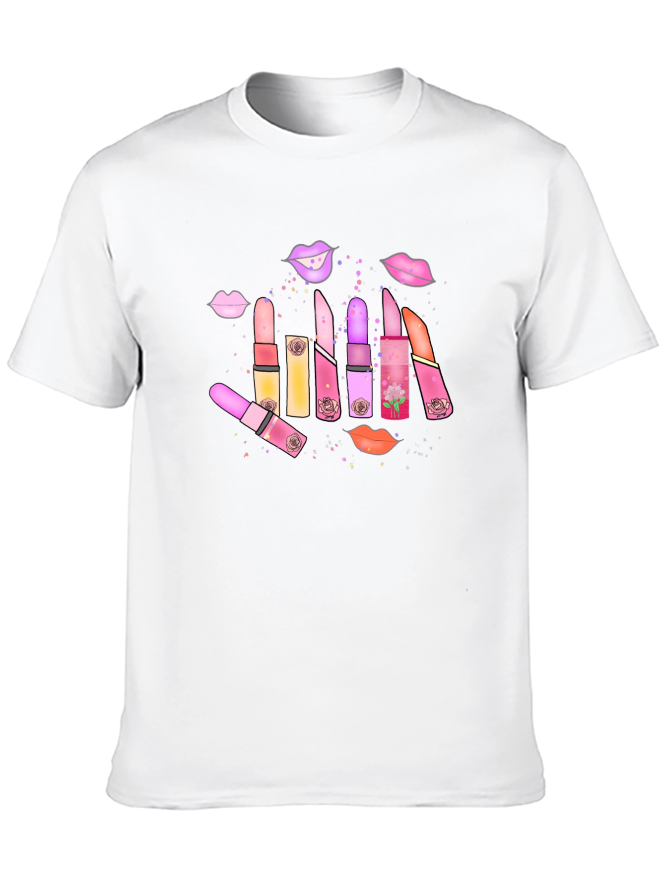 Lipstick & Lips Graphic Black T-Shirt