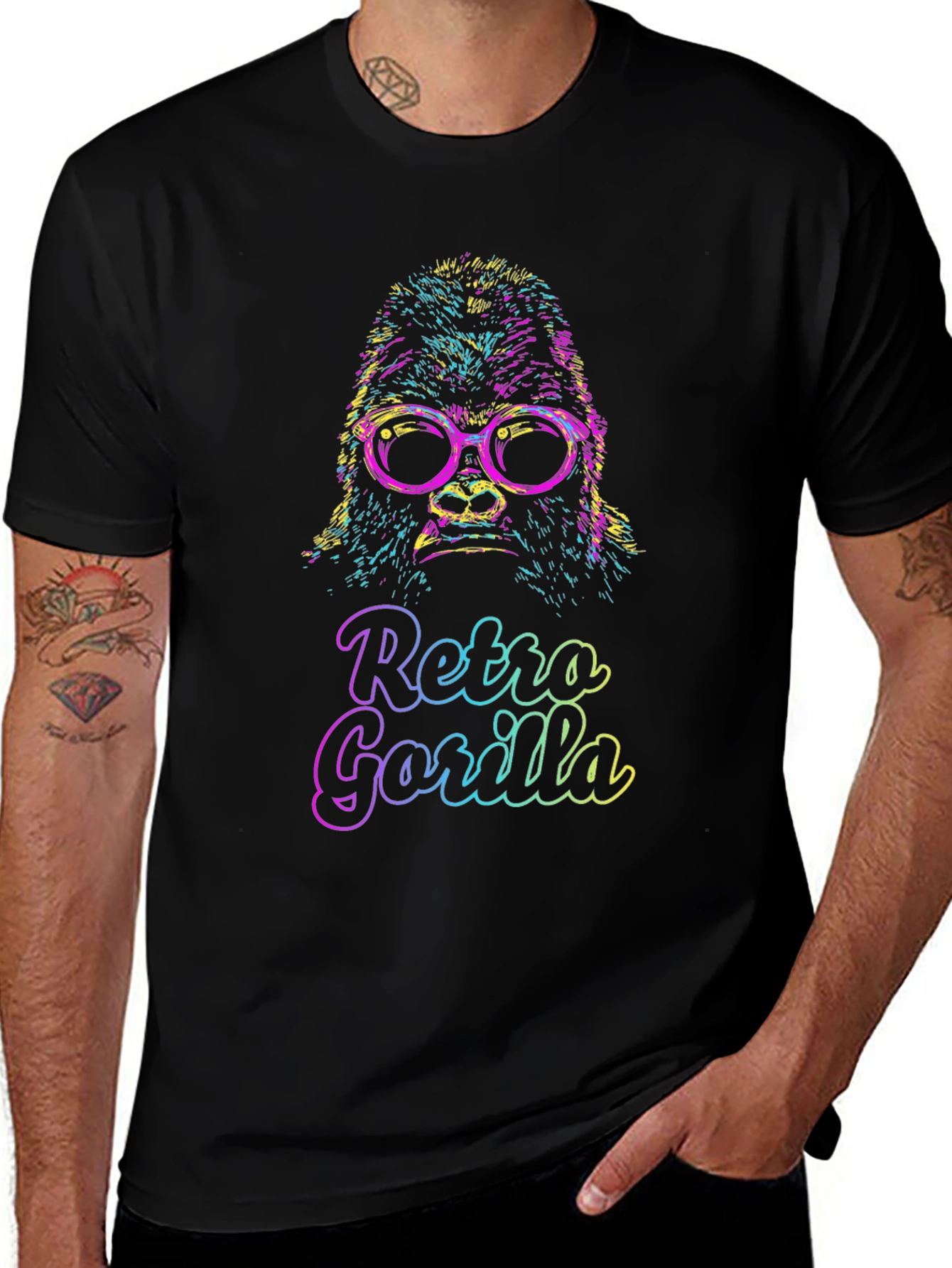 Retro Gorilla Graphic T-Shirt - Mens Casual Tee