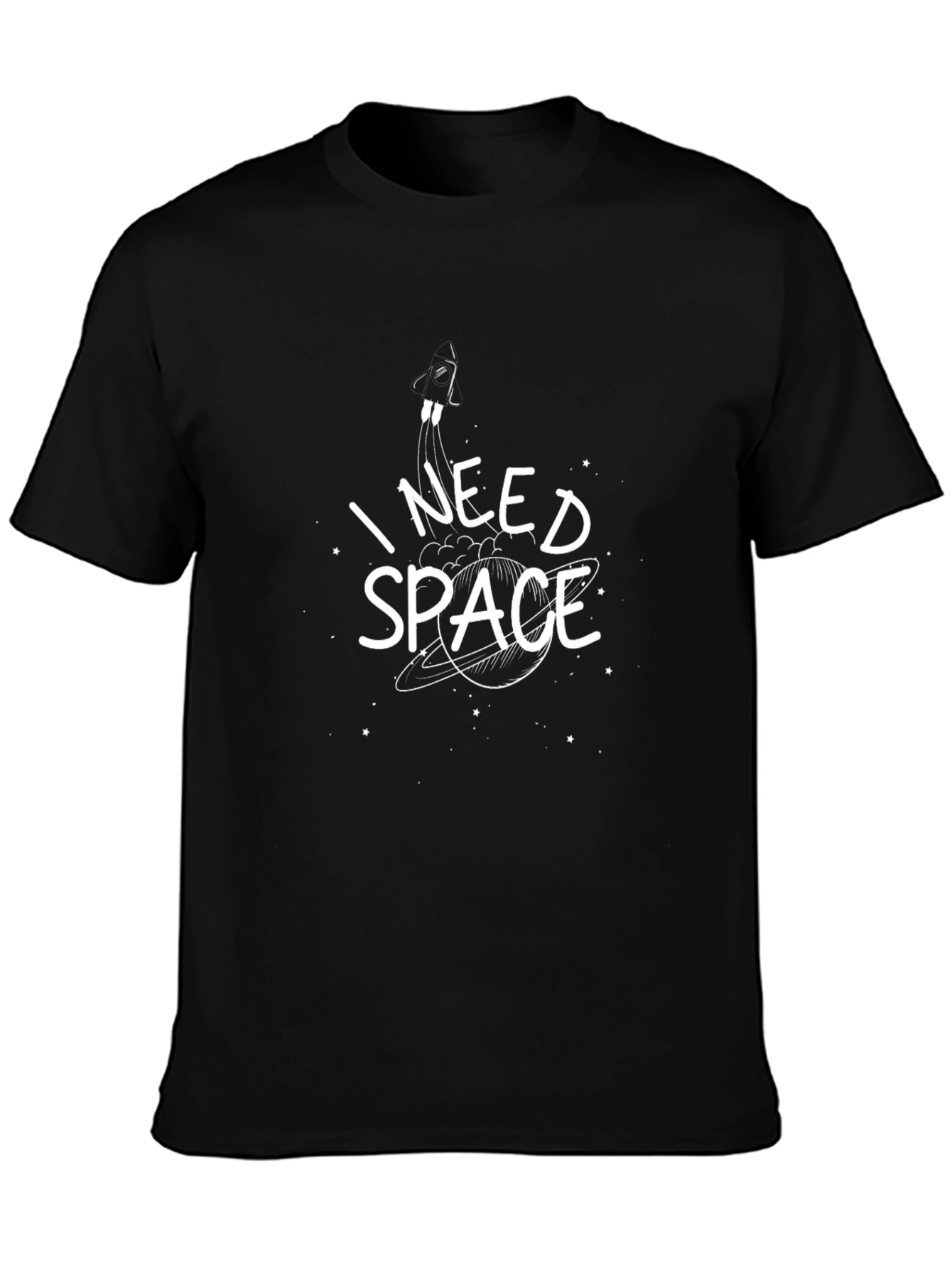 I Need Space Graphic Tee - Black Cotton T-Shirt