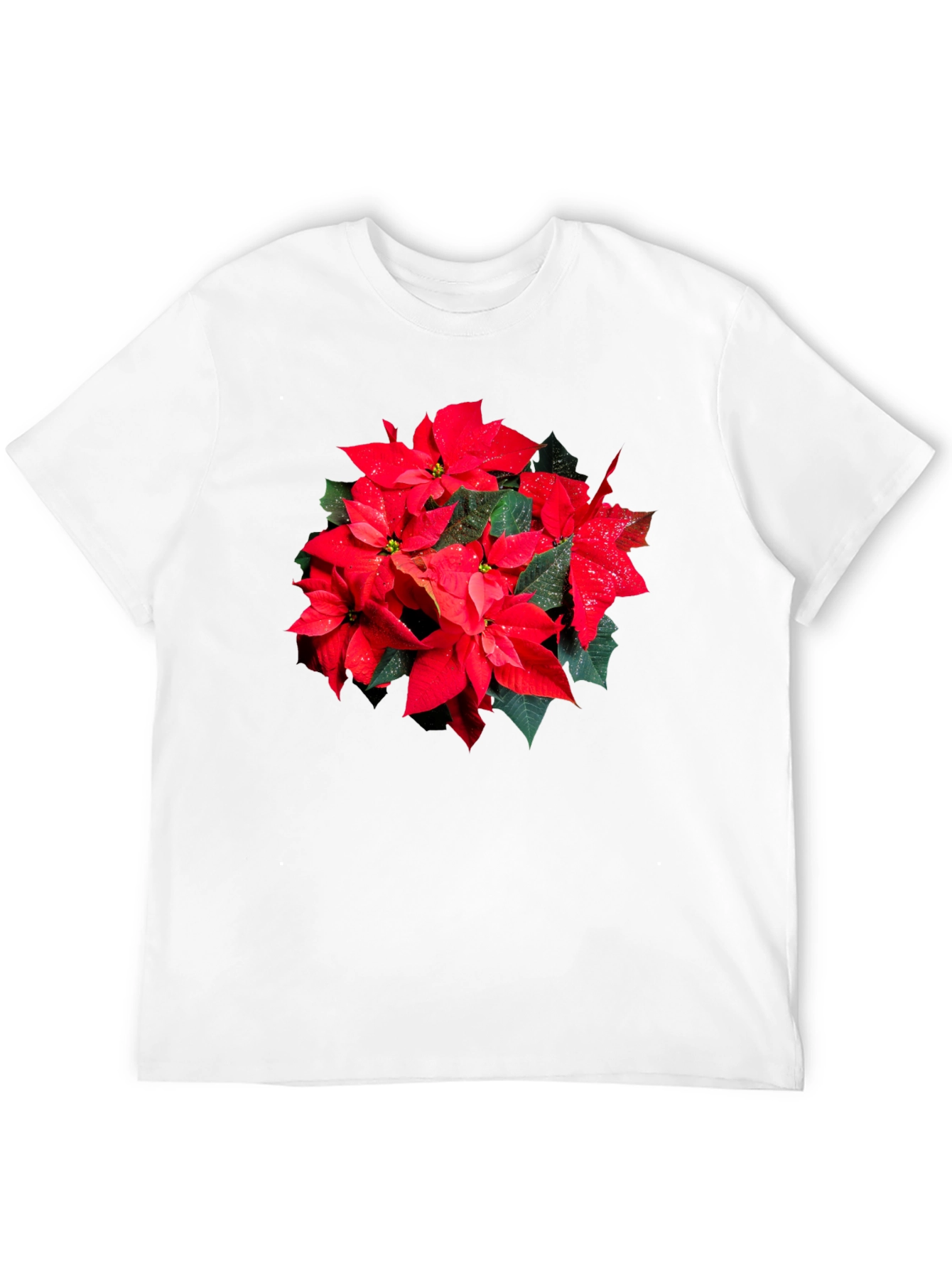Poinsettia Flower Graphic Black T-Shirt