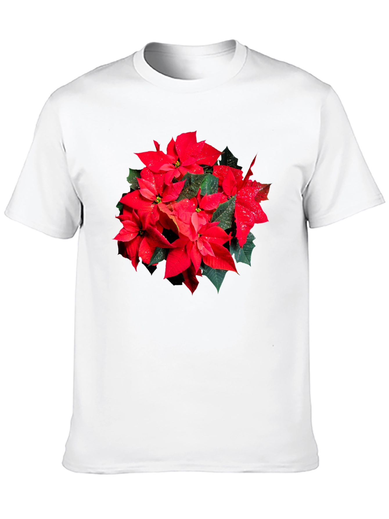Poinsettia Flower Graphic Black T-Shirt