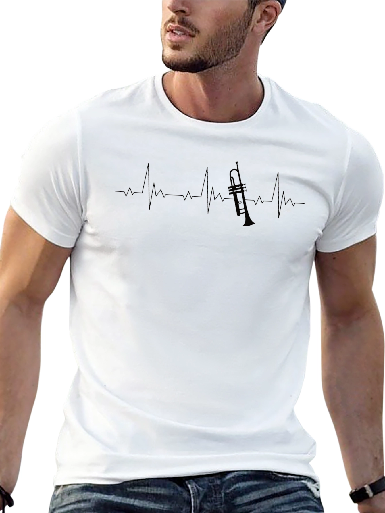 Trumpet Heartbeat Graphic T-Shirt - Music Lover Tee