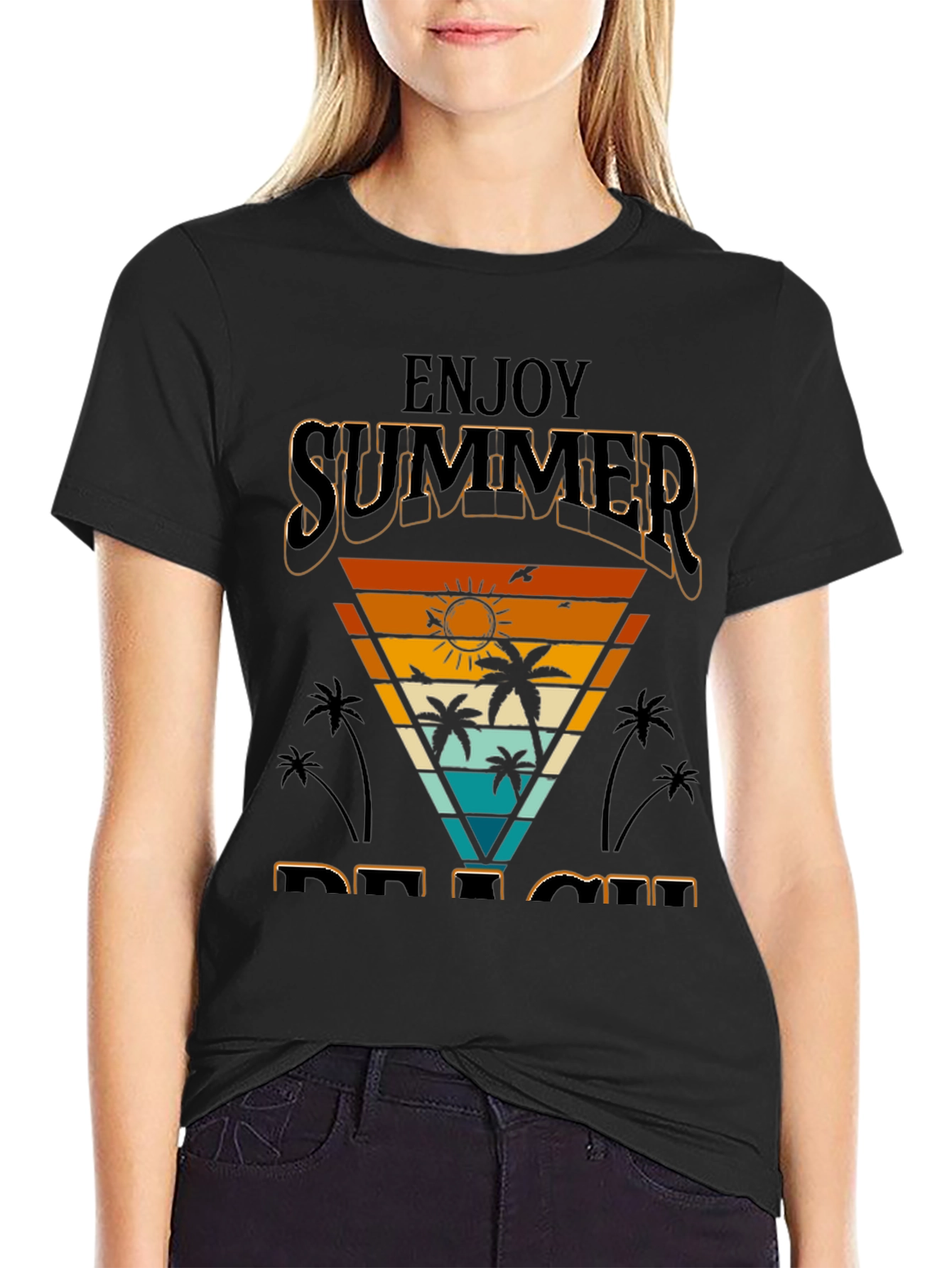 Enjoy Summer Beach Retro Graphic Tee