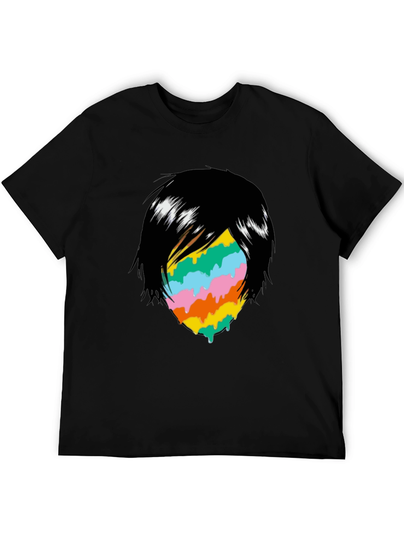 Melting Rainbow Face Graphic T-Shirt