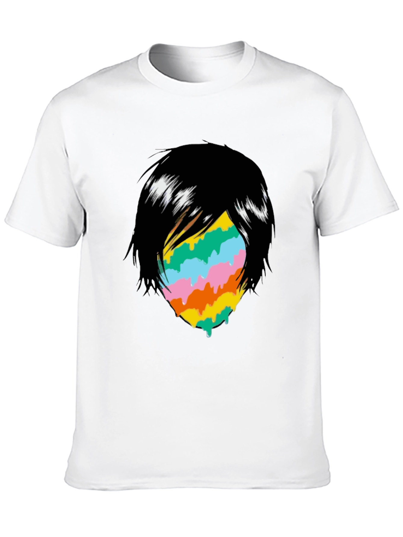 Melting Rainbow Face Graphic T-Shirt