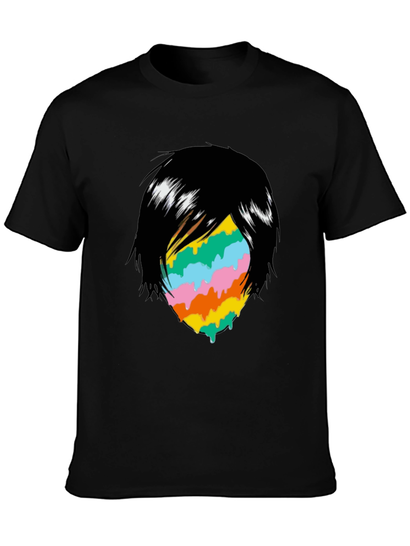 Melting Rainbow Face Graphic T-Shirt