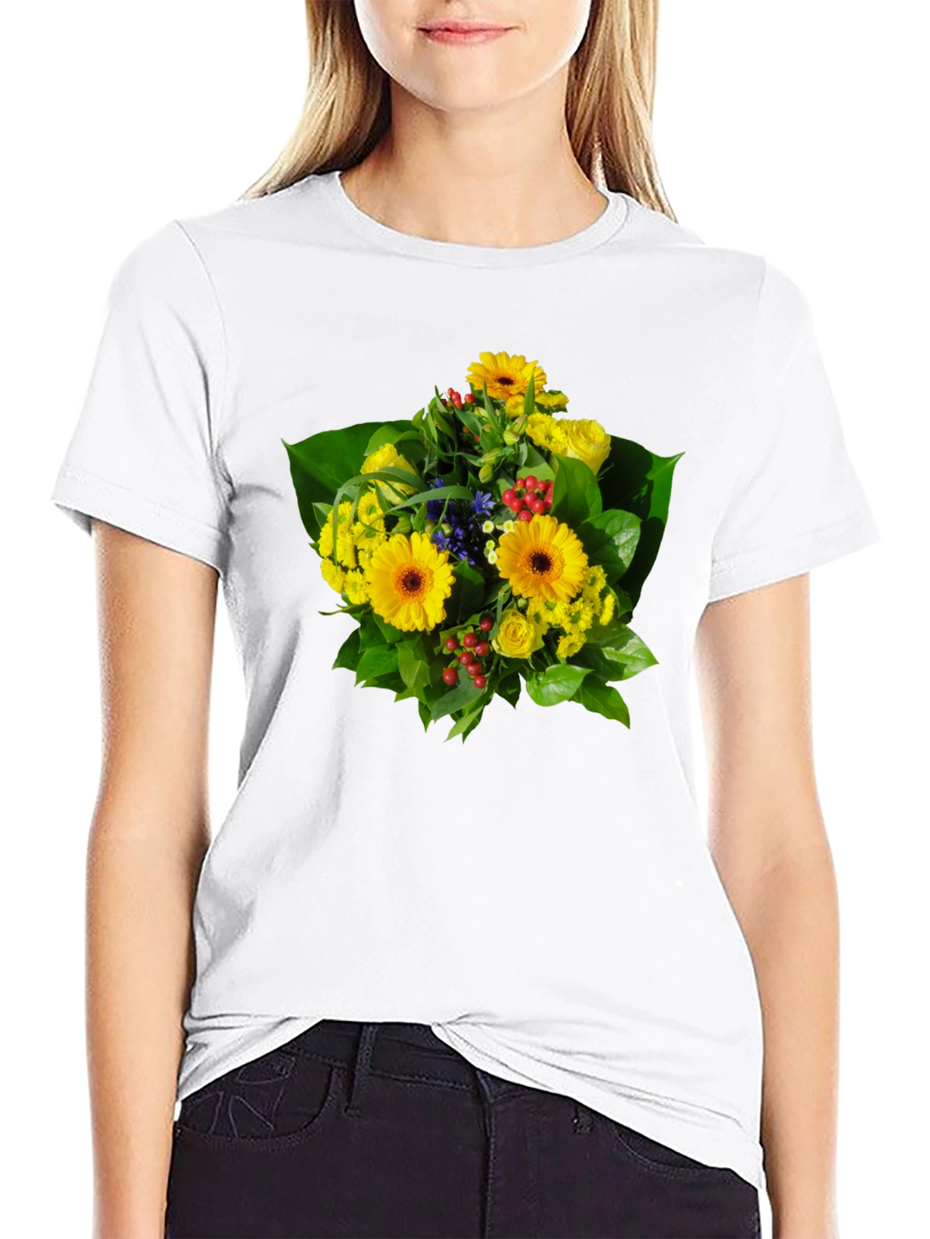 Floral Bouquet Graphic Tee - Vibrant & Stylish