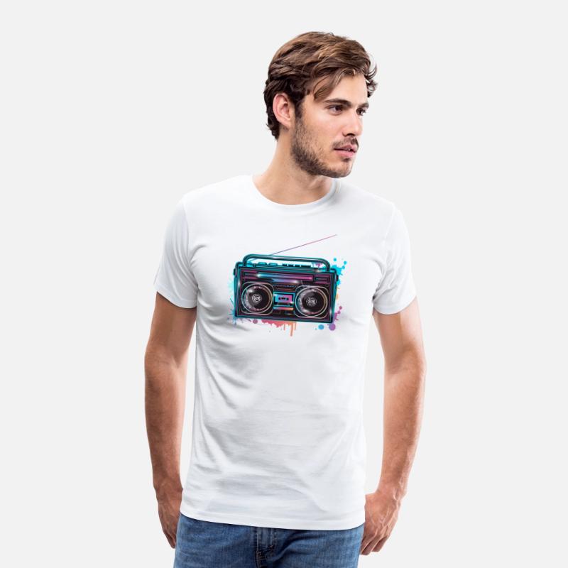 Cassette recorder in 80s neon graffiti look