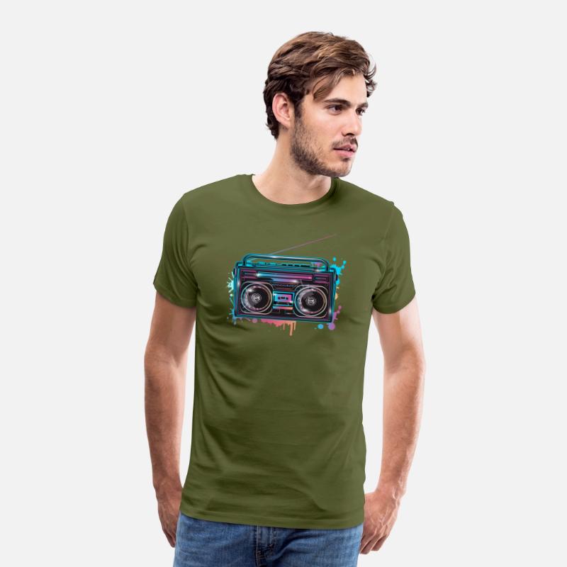Cassette recorder in 80s neon graffiti look