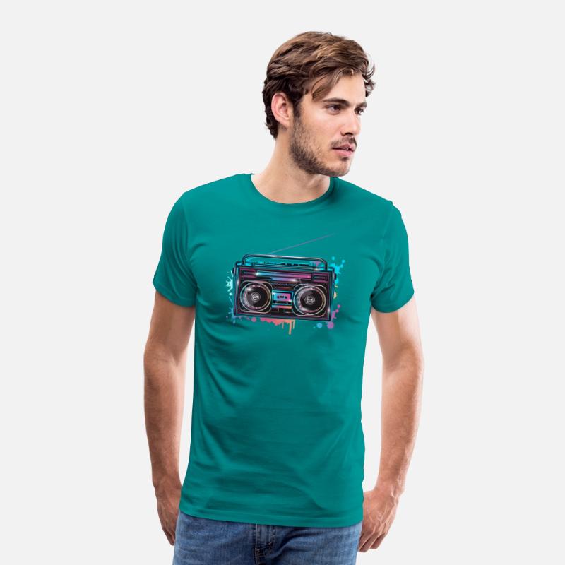 Cassette recorder in 80s neon graffiti look
