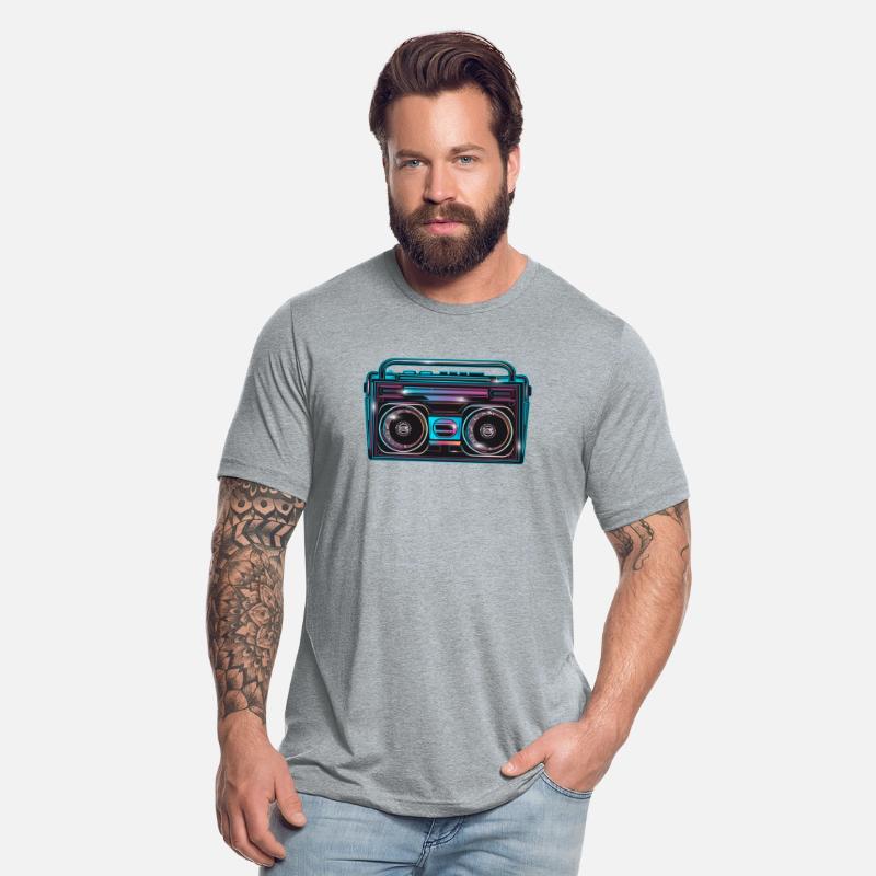 Cassette recorder in a bright 80s neon look