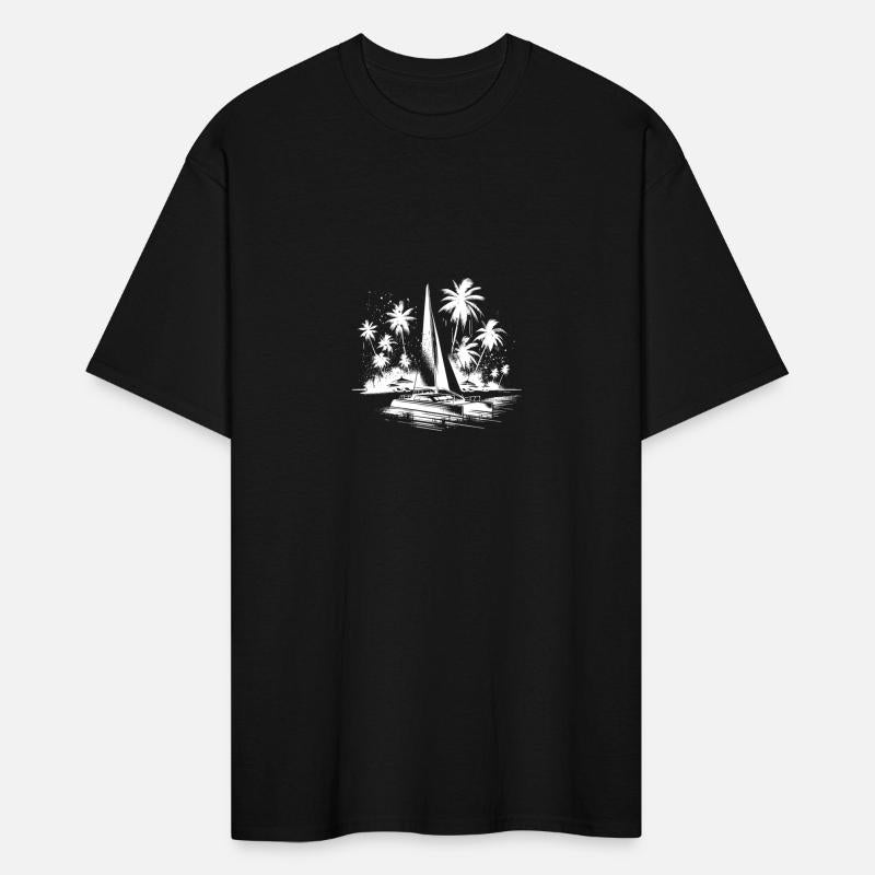 Catamaran Sailing Boat With Palm Trees