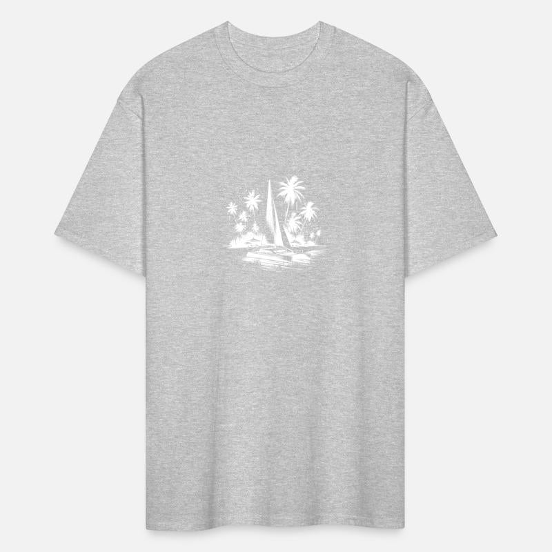 Catamaran Sailing Boat With Palm Trees