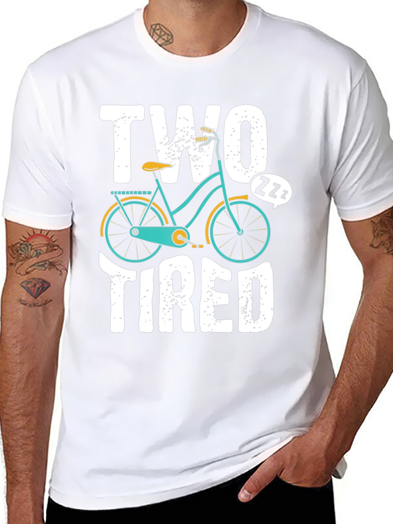 Two Tired Funny Bicycle Graphic T-Shirt