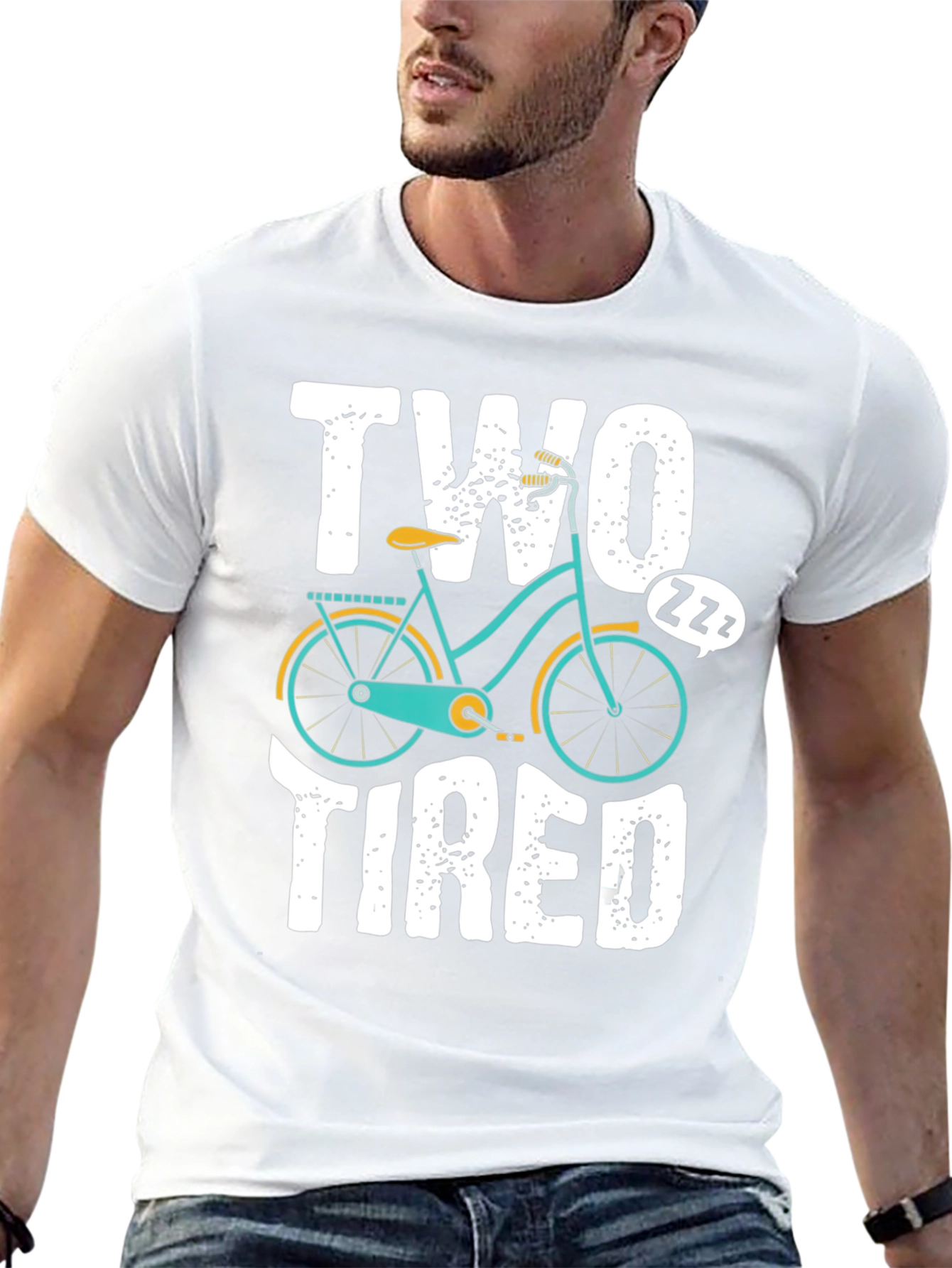 Two Tired Funny Bicycle Graphic T-Shirt