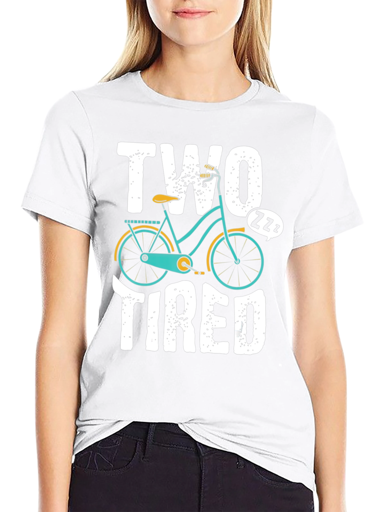 Two Tired Funny Bicycle Graphic T-Shirt