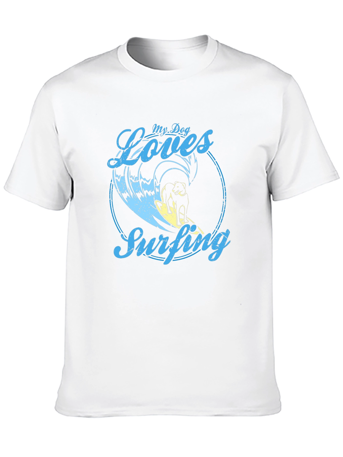 Dog Surfing Graphic Tee -  Cool Dog Lover Shirt