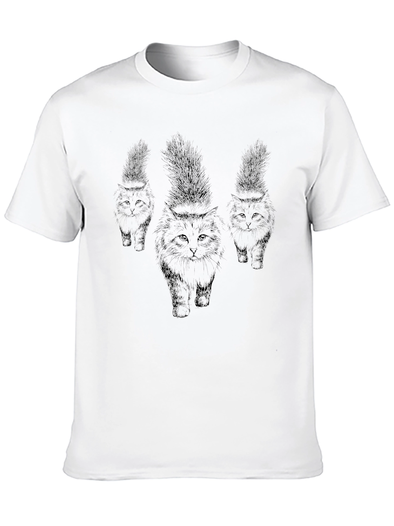 Mens Black Cat Print T-Shirt