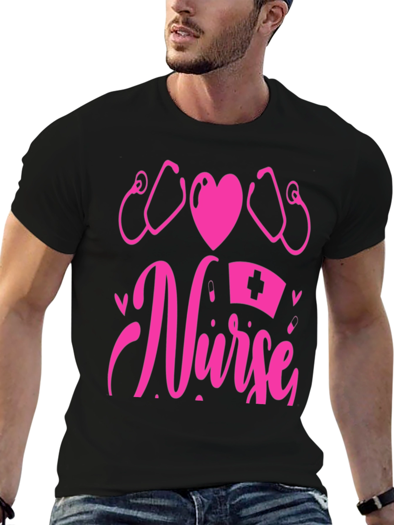 Nurse Graphic T-Shirt - Heart & Stethoscope