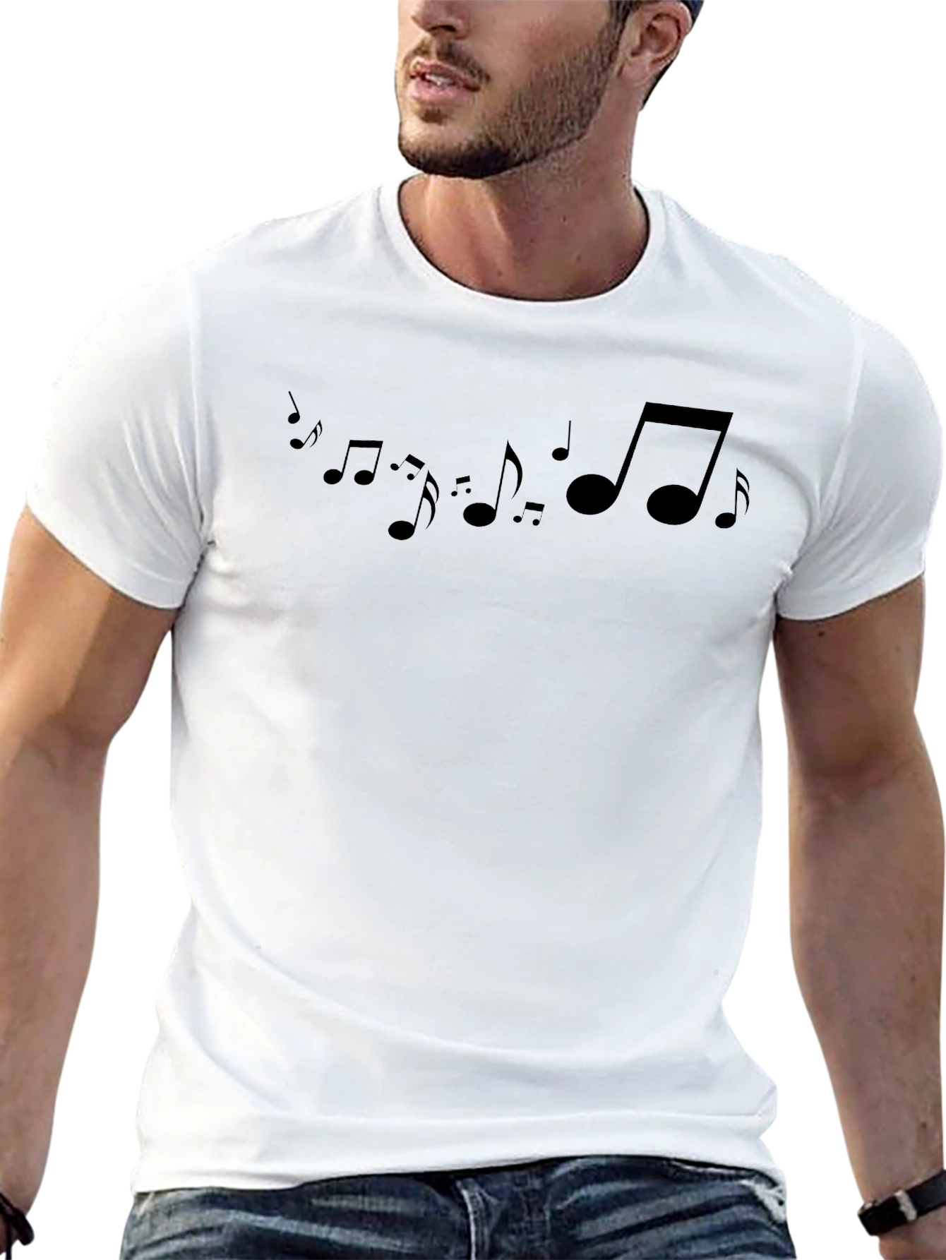 Musical Notes Graphic Black T-Shirt