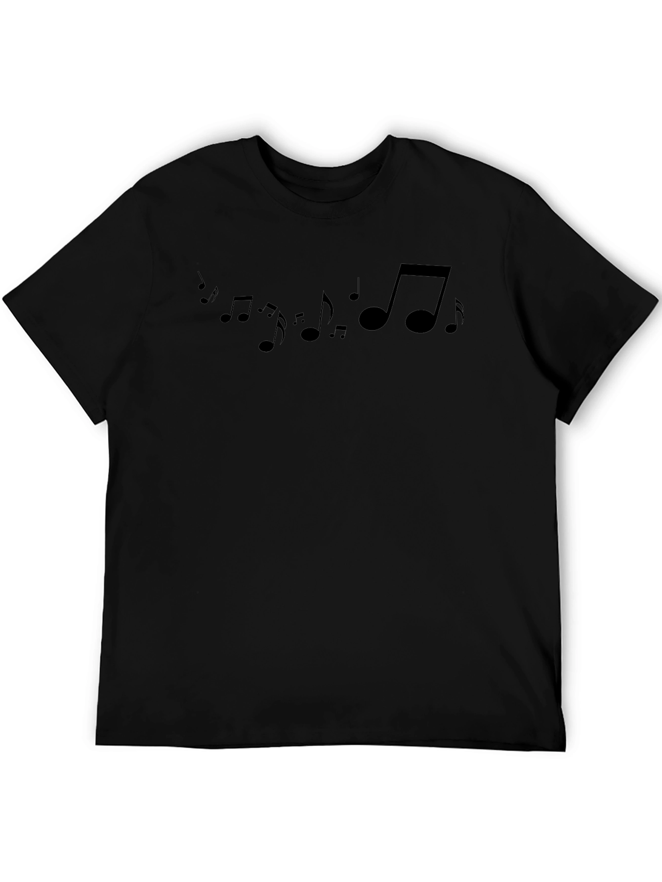 Musical Notes Graphic Black T-Shirt