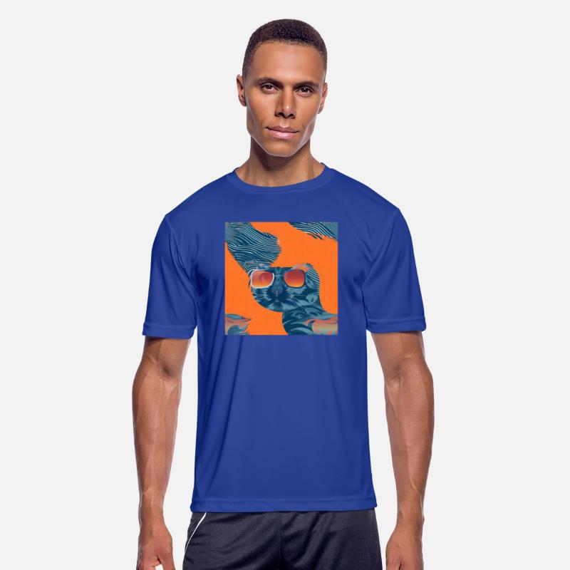 Chic Cat Silhouette: Denim Blue & Sunset Orange Ti