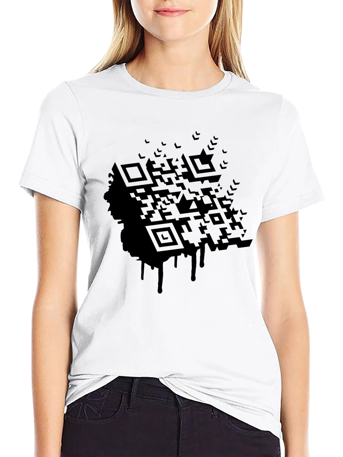 Black QR Code Drip Graphic Tee