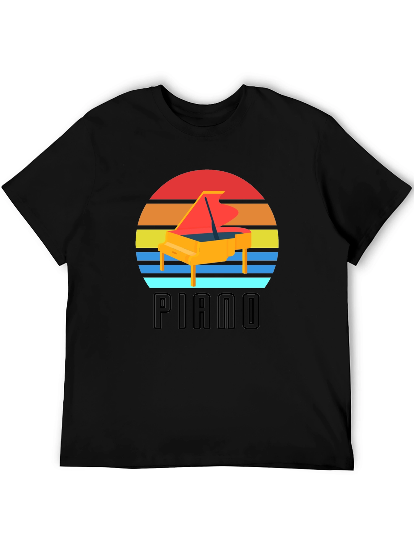 Retro Piano Sunset Graphic Tee - Musician Style