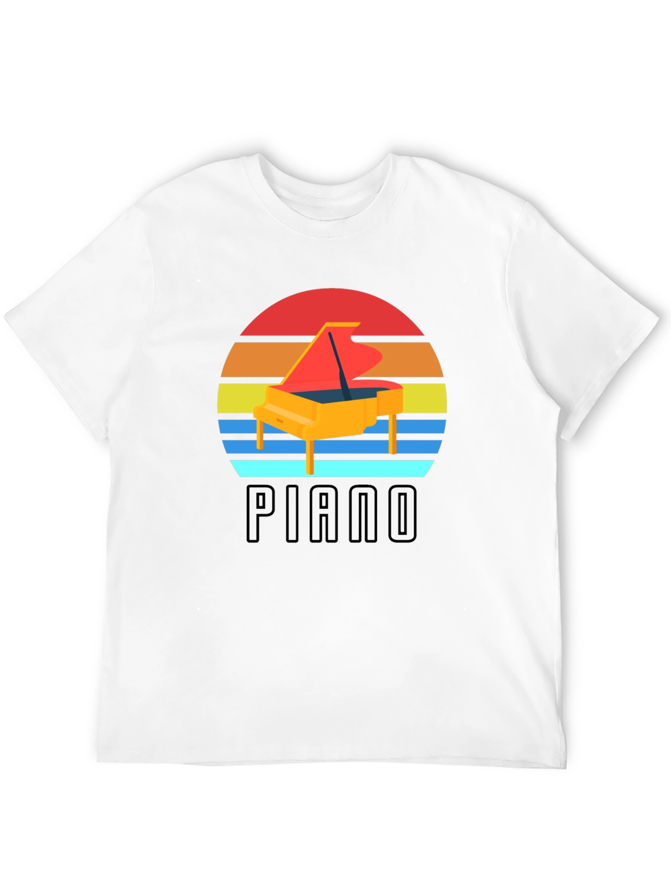 Retro Piano Sunset Graphic Tee - Musician Style