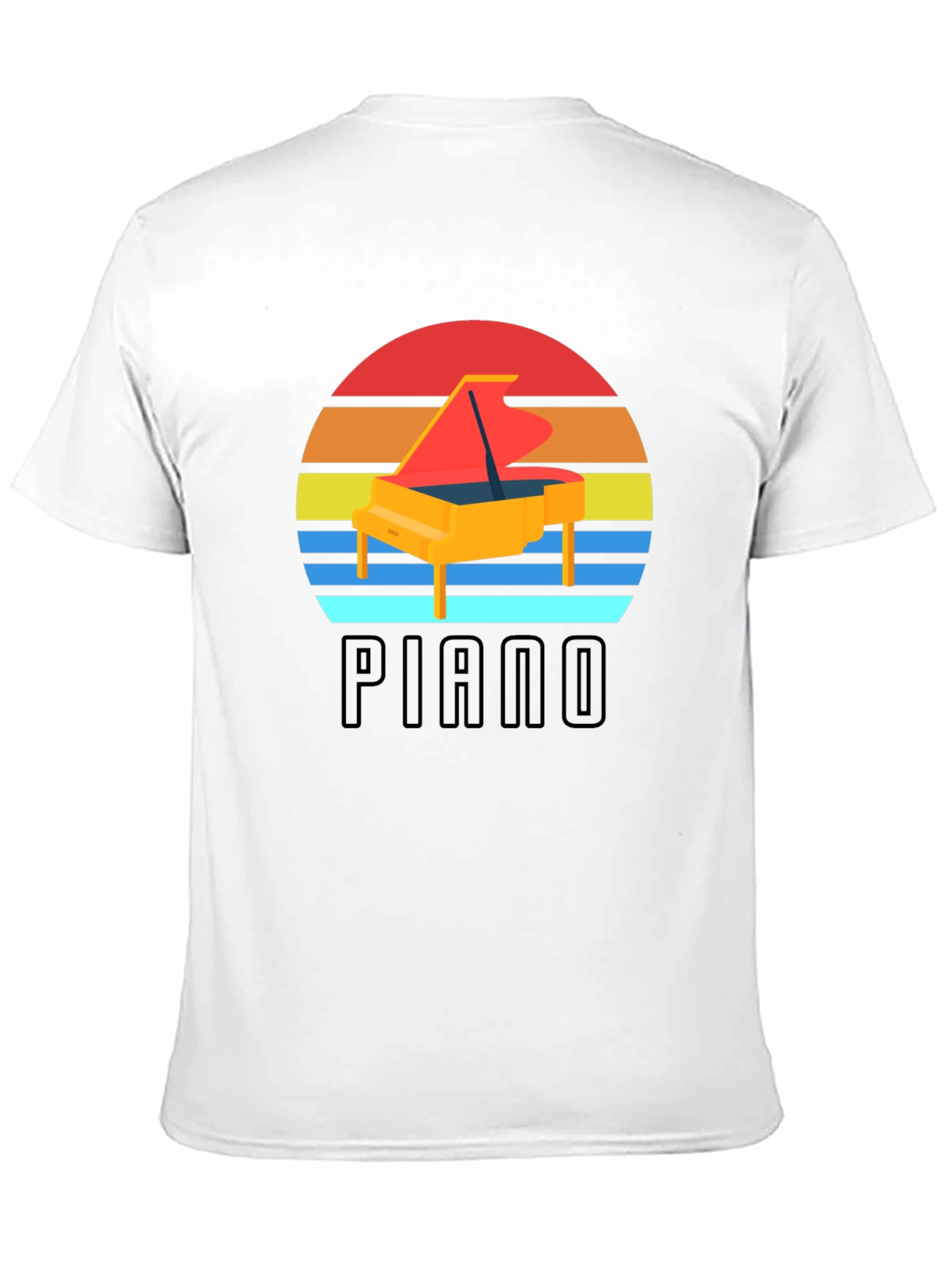 Retro Piano Sunset Graphic Tee - Musician Style