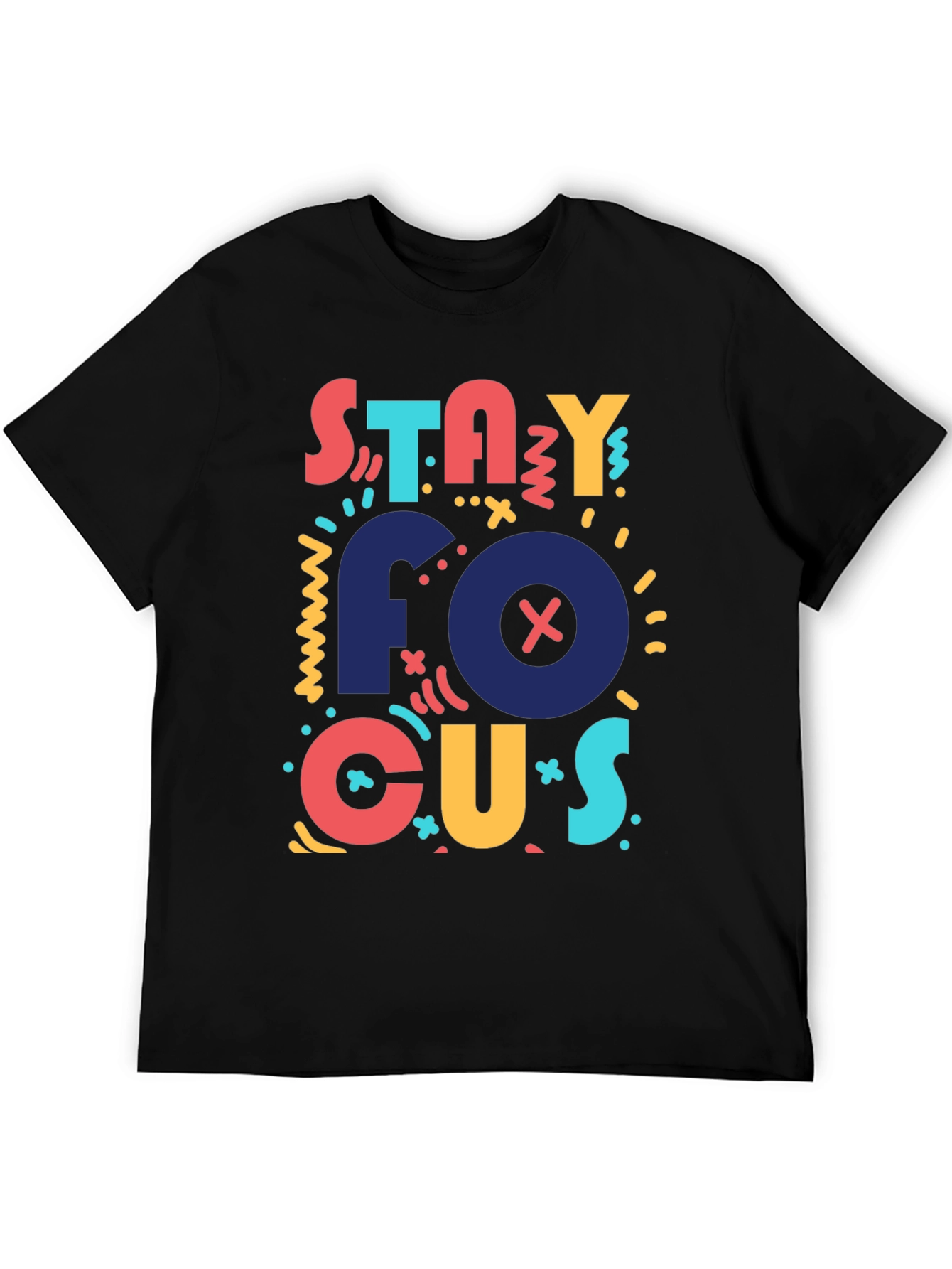 Stay Focused Graphic Tee - Black Casual T-Shirt