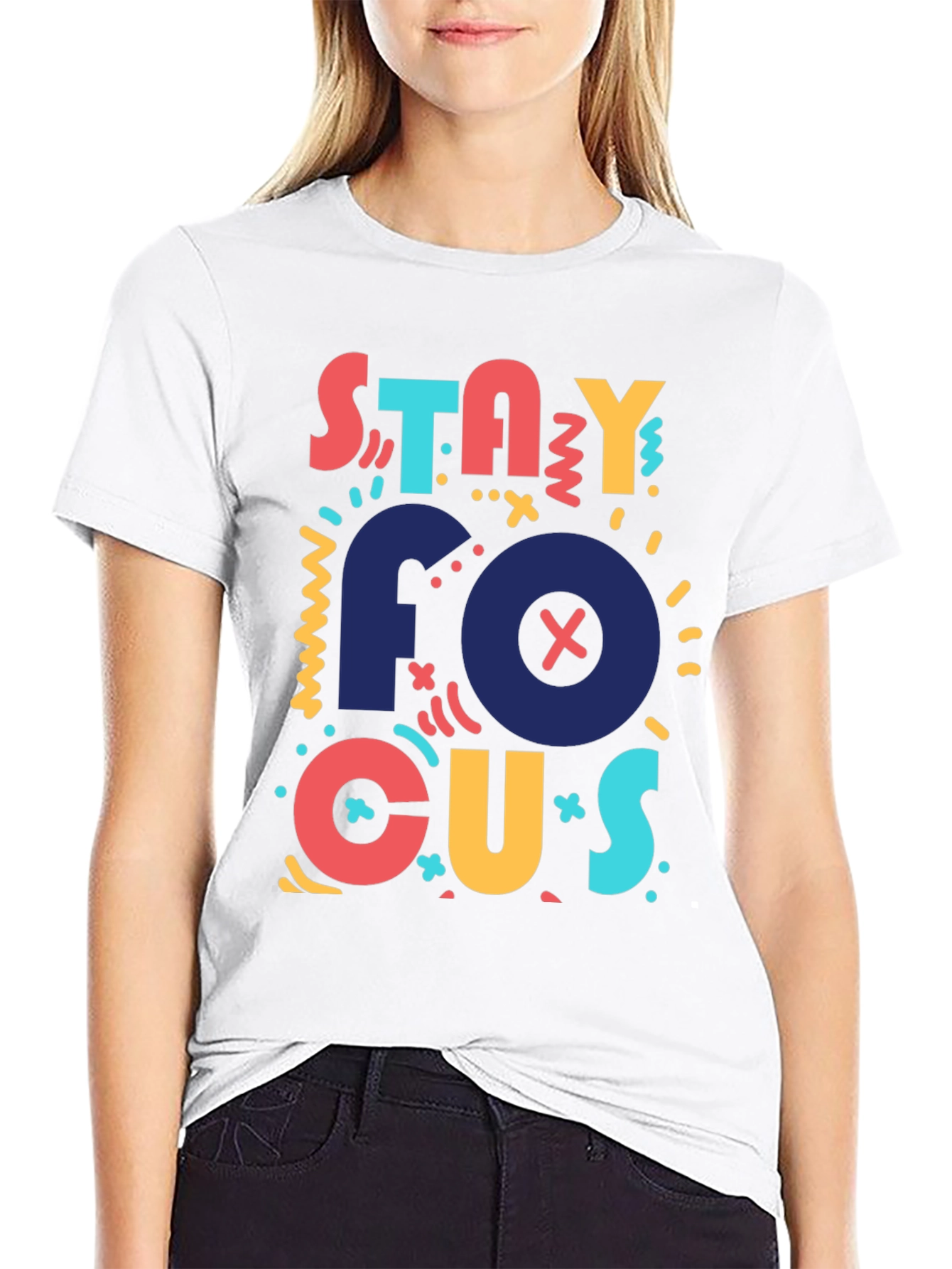 Stay Focused Graphic Tee - Black Casual T-Shirt