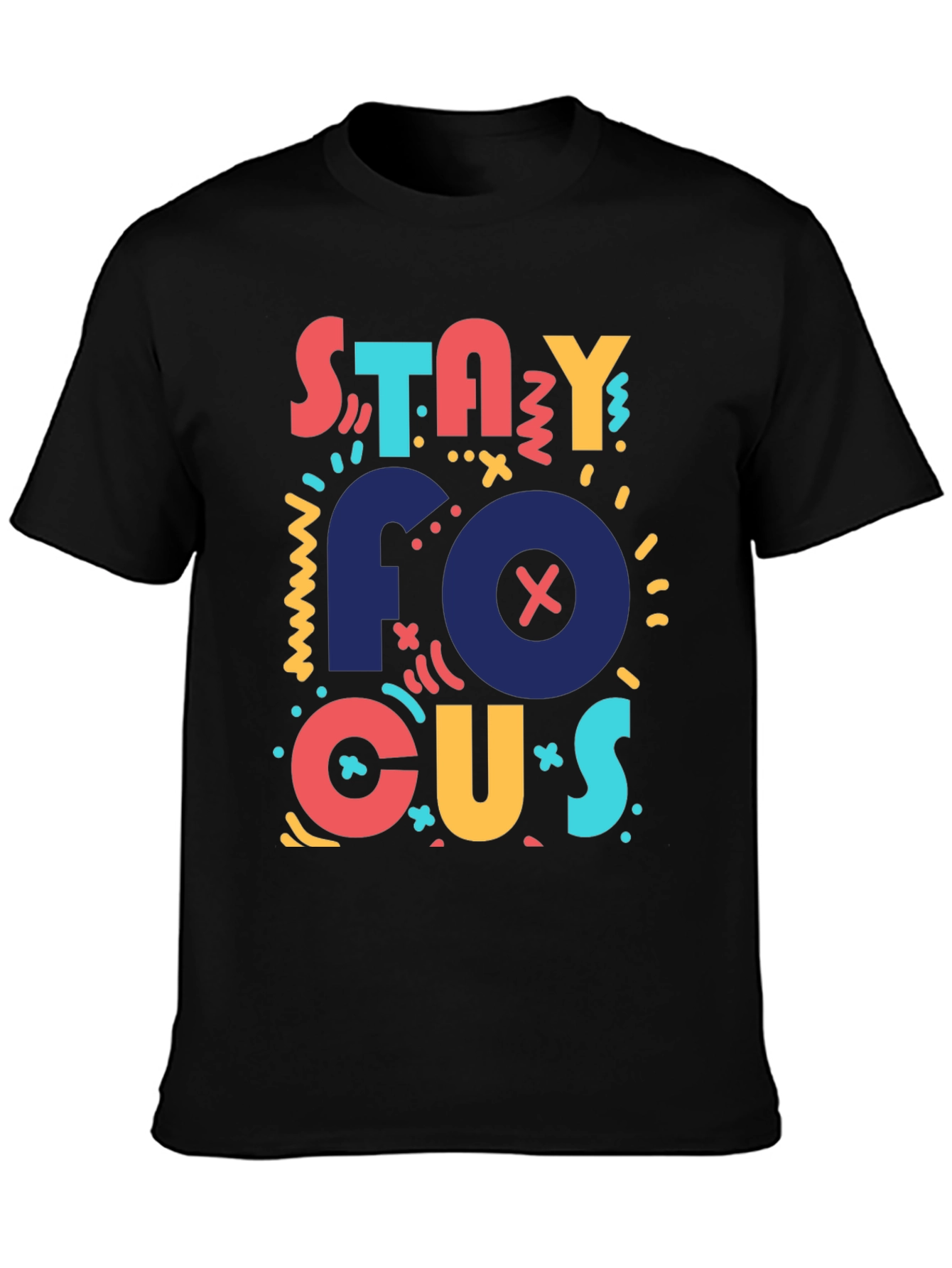 Stay Focused Graphic Tee - Black Casual T-Shirt