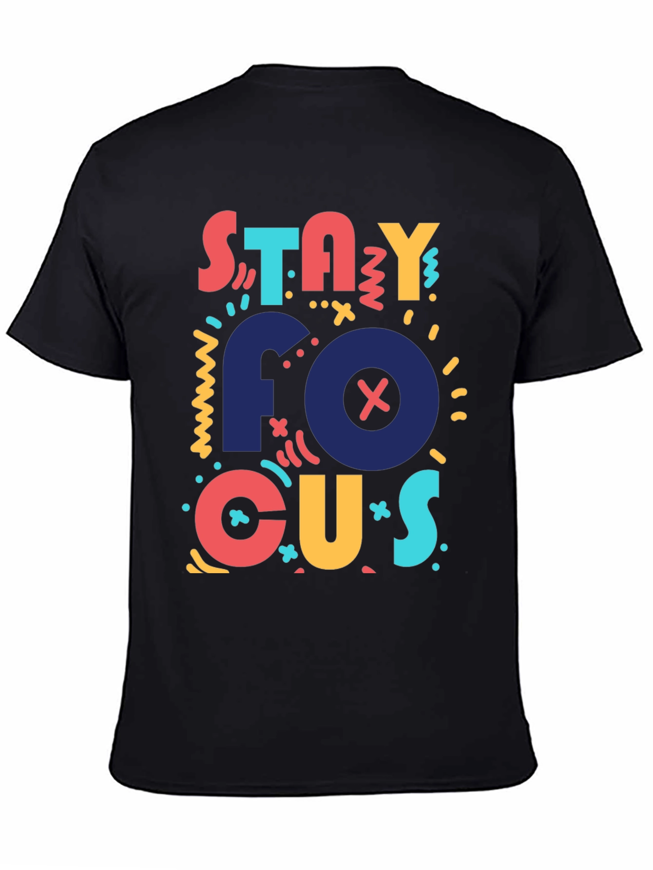 Stay Focused Graphic Tee - Black Casual T-Shirt