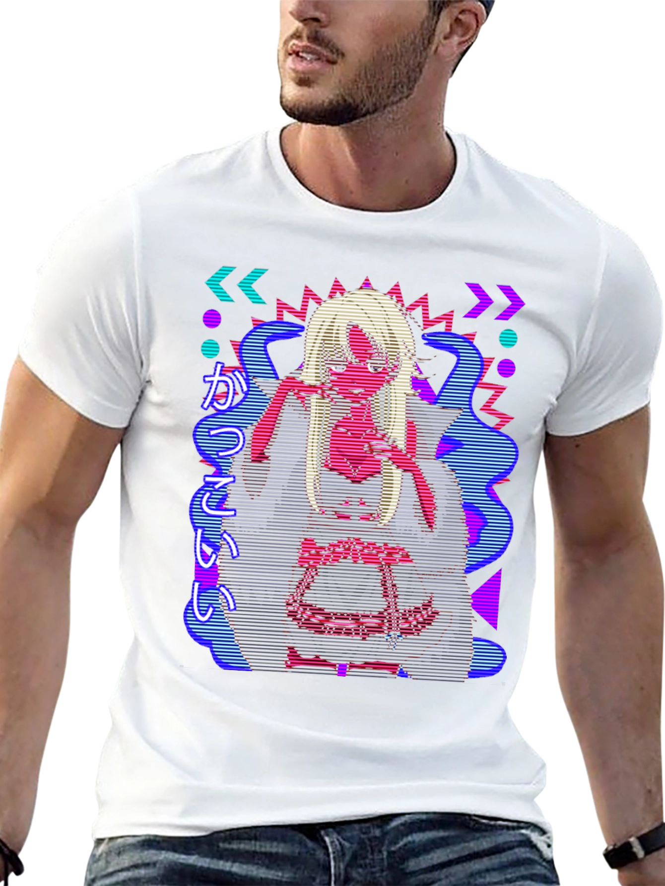 Retro Anime Graphic Print Black Tee