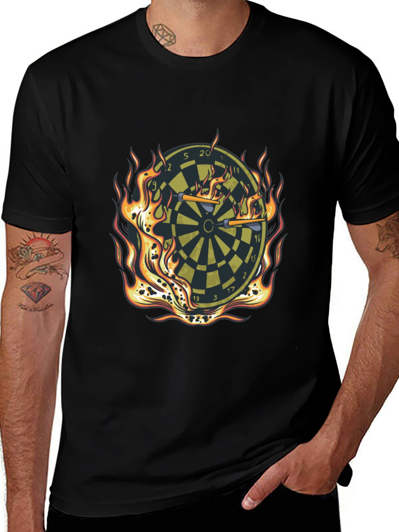 Flaming Dartboard Graphic Tee