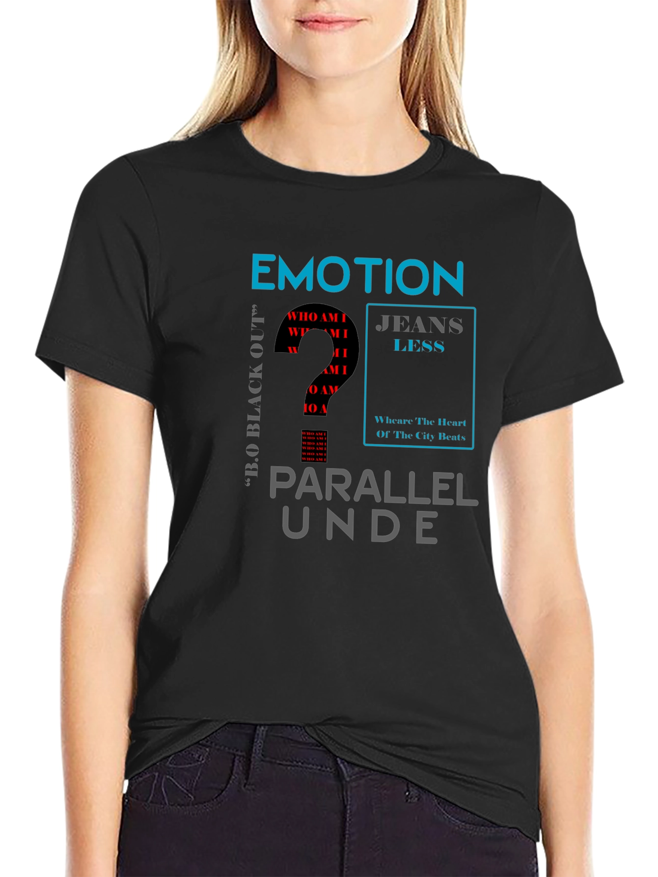 Emotion Parallel Mens Black Graphic T-Shirt