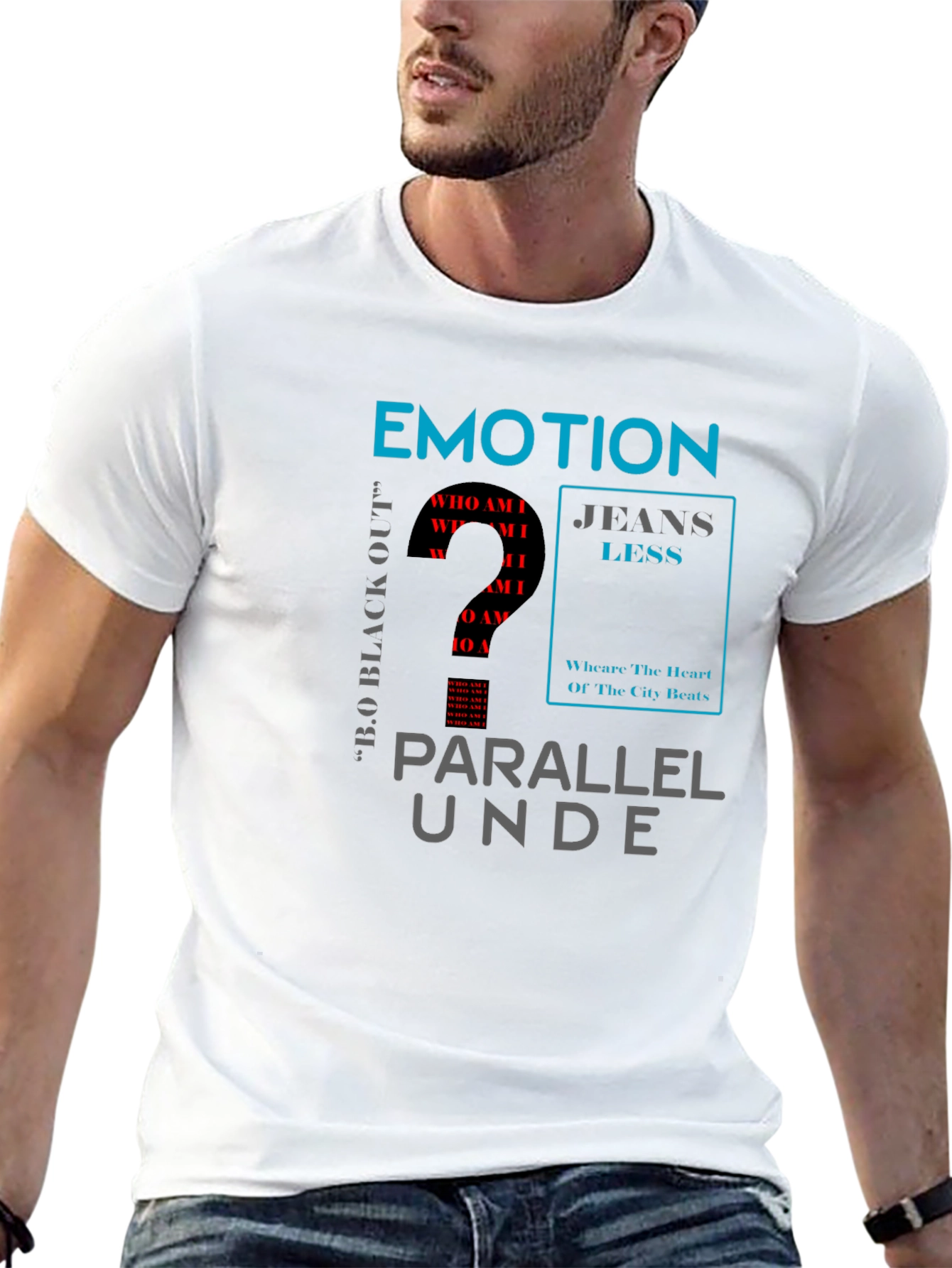 Emotion Parallel Mens Black Graphic T-Shirt
