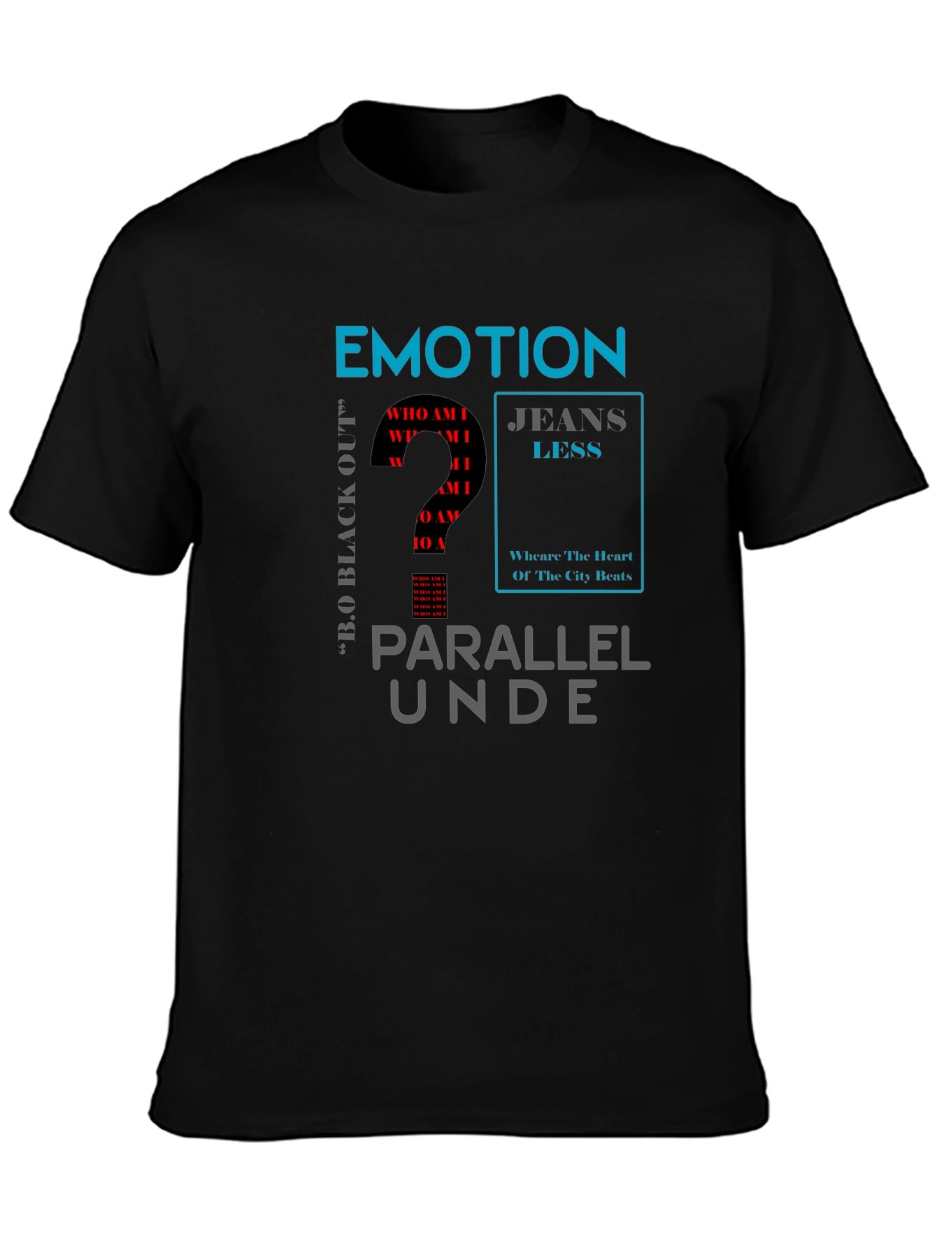 Emotion Parallel Mens Black Graphic T-Shirt