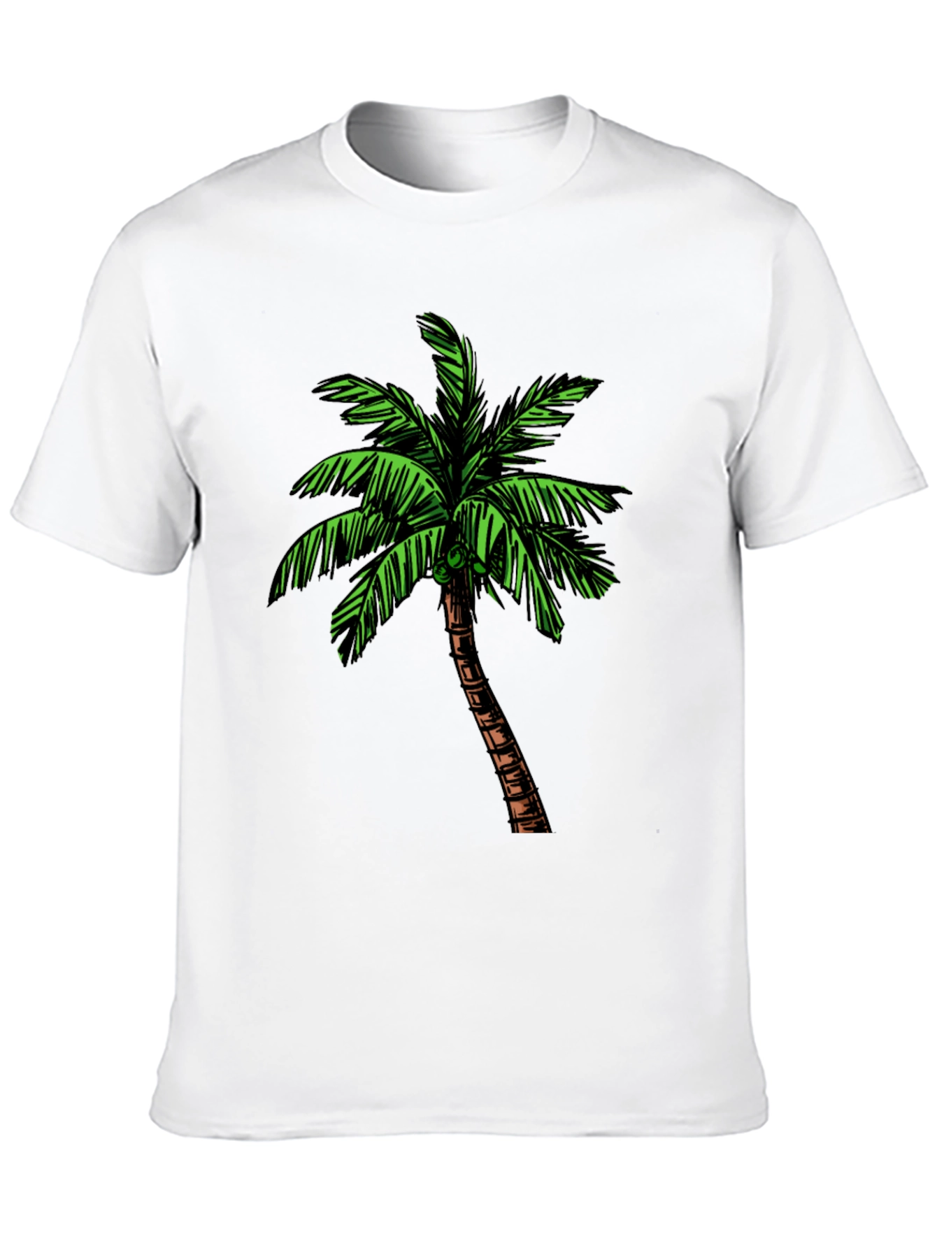 Tropical Palm Tree Graphic Tee - Black Cotton Shirt