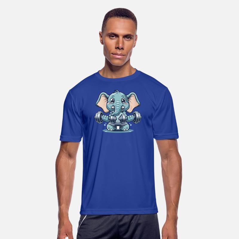 cute cartoon elephant doing strength training