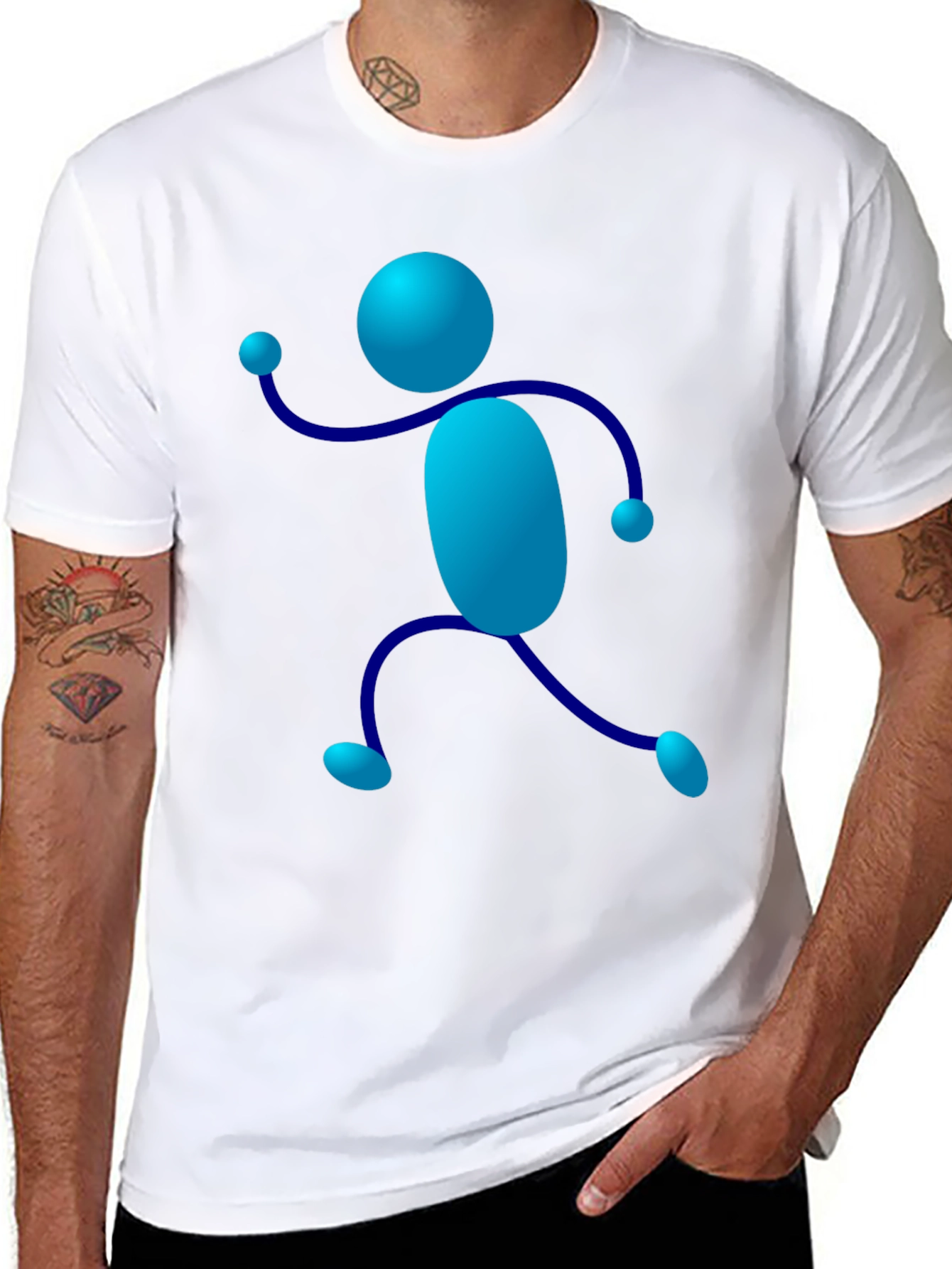 Funky Stick Figure Graphic Tee - Black