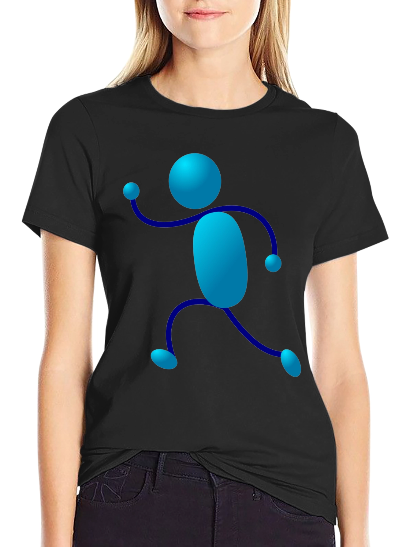 Funky Stick Figure Graphic Tee - Black