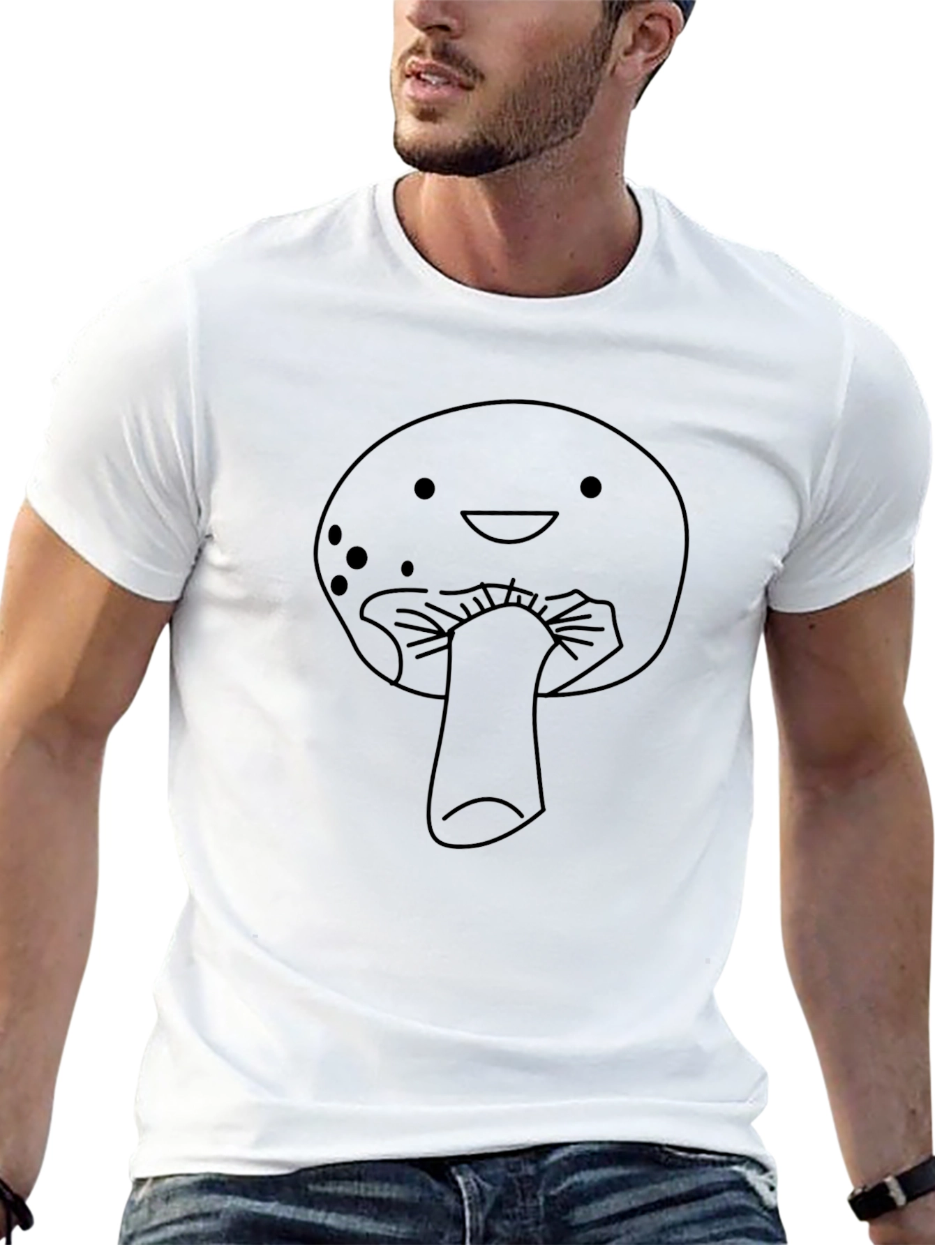 Cute Mushroom Graphic T-Shirt - Black