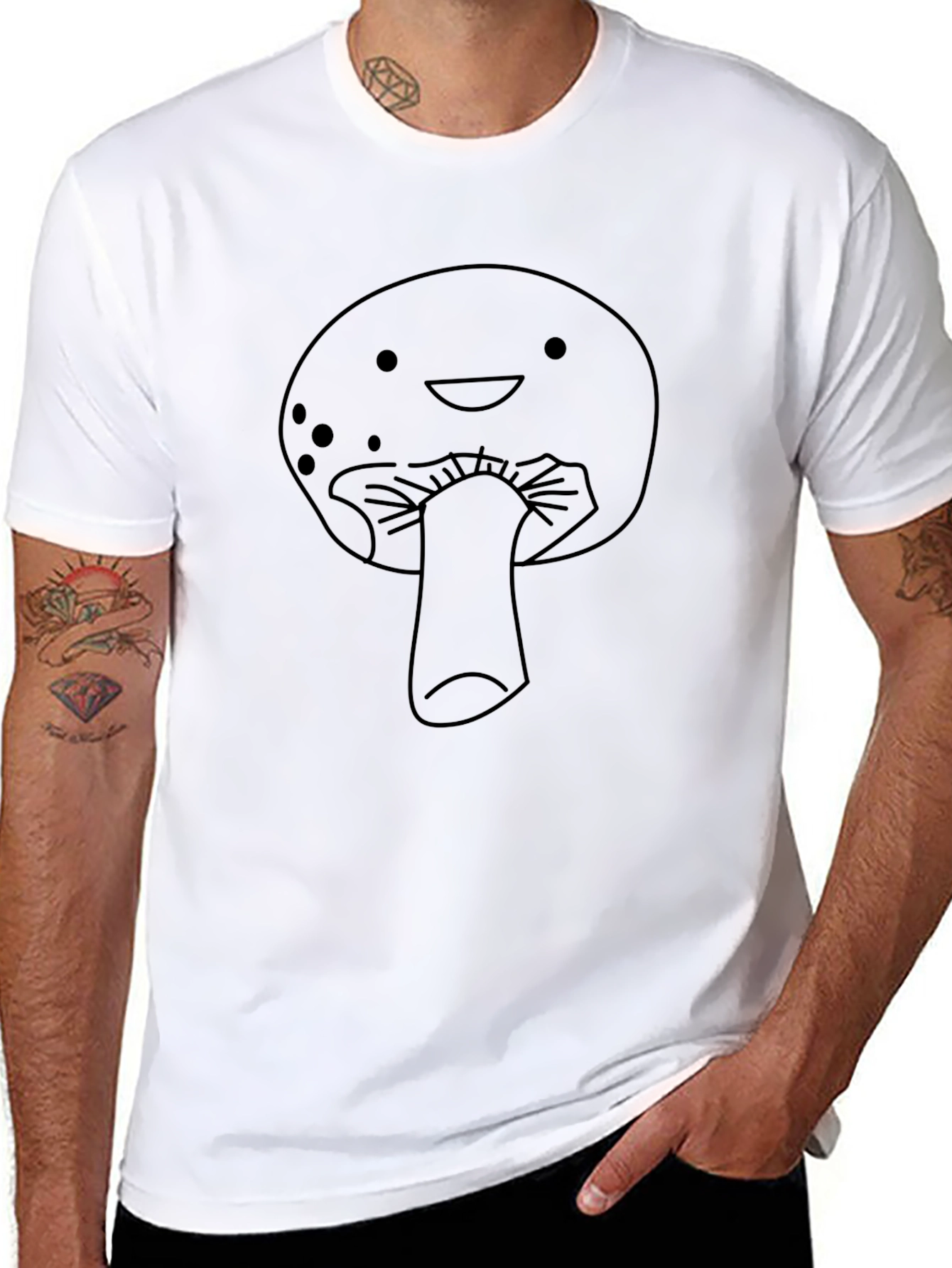Cute Mushroom Graphic T-Shirt - Black