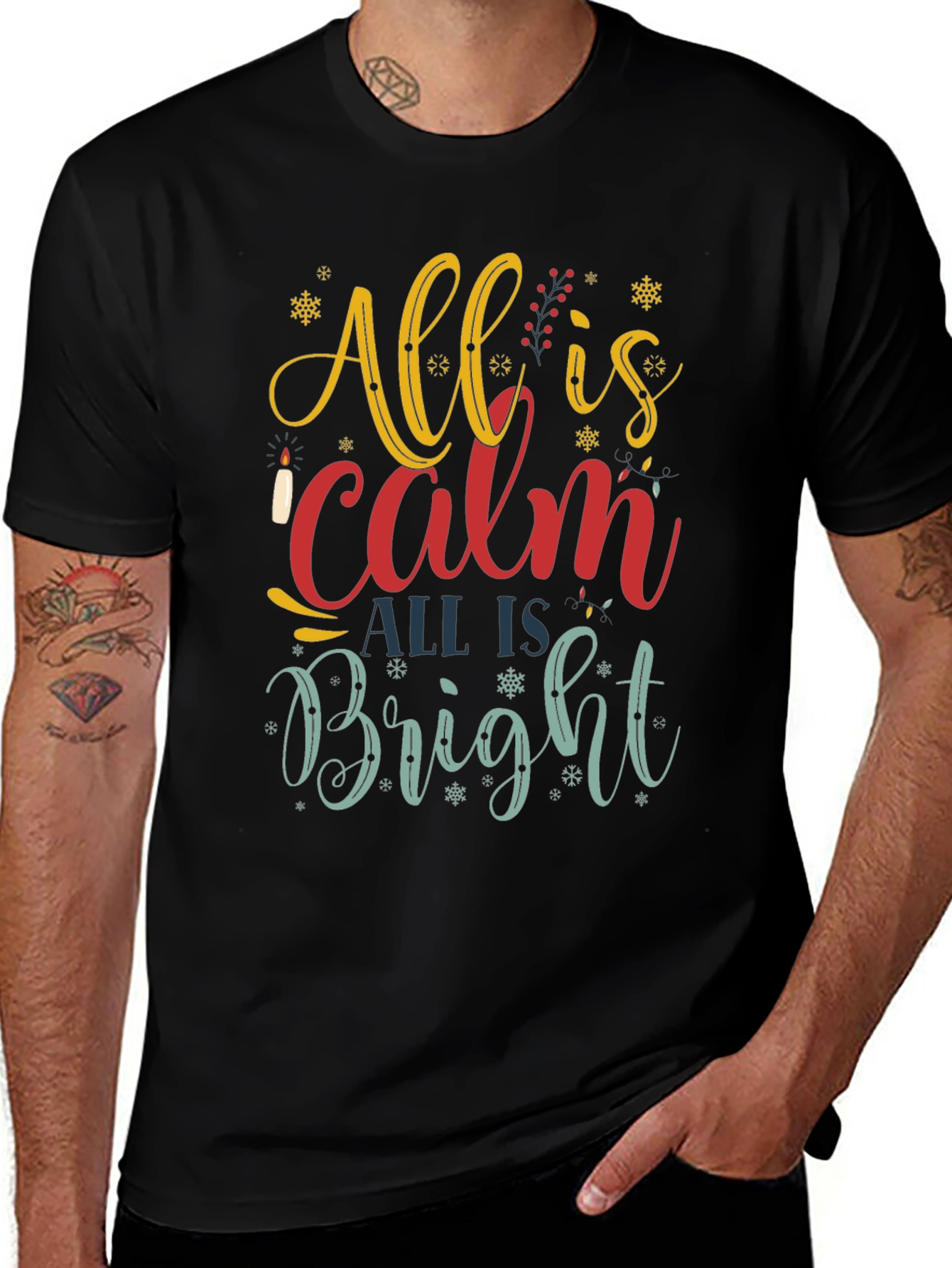 All is Calm All is Bright Christmas Graphic T-Shirt