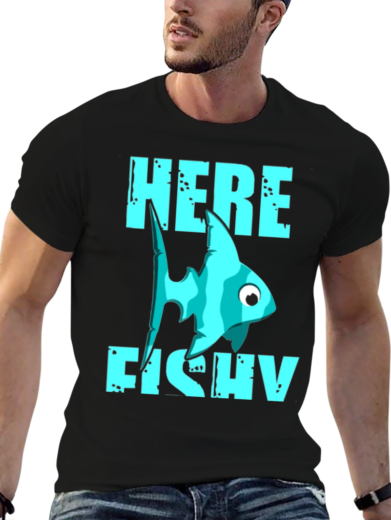 Here Fishy T-Shirt - Funny Fishing Graphic Tee